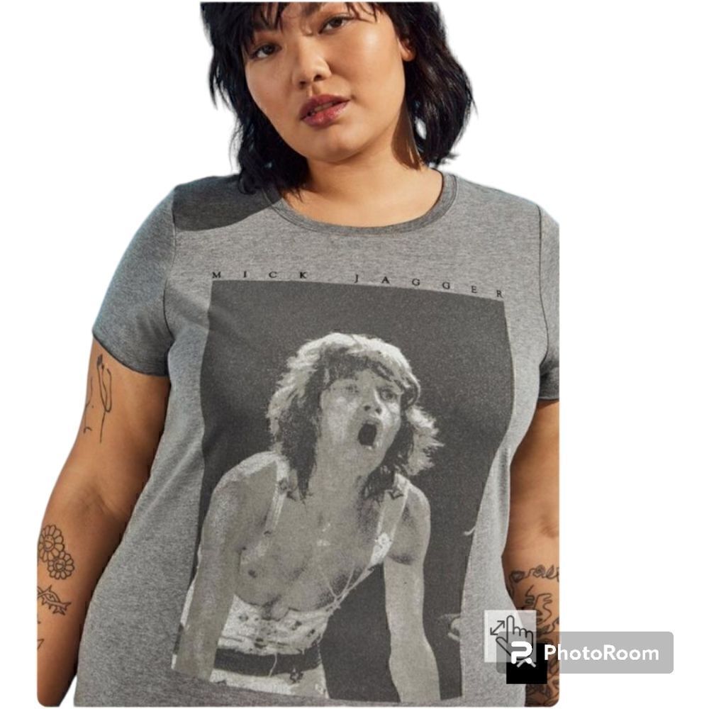 6X 30W Torrid Grey Mick Jagger Classic Fit Tee The Rolling Stones Plussize Music